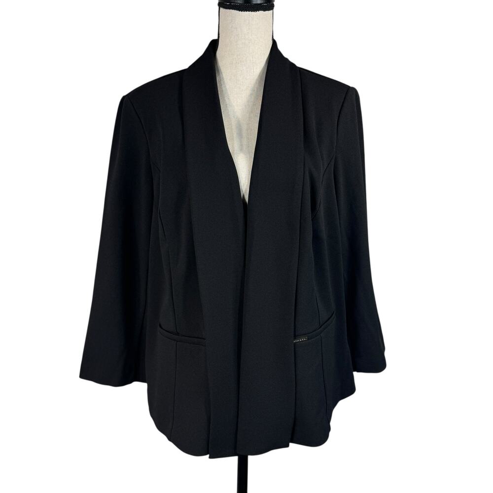 Anne Klein 1X-Large Blazer Jacket 3/4 Sleeve Stretch Open Front Pockets Collared